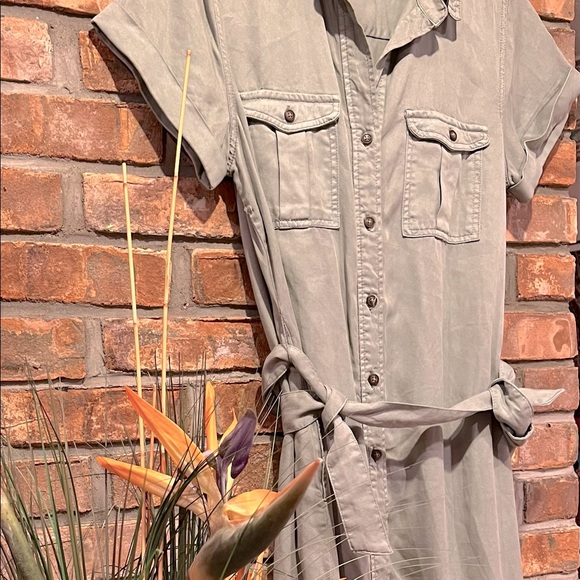 C & C CALIFORNIA WOMEN’S SHIFT DRESS, LIGHT ARMY GREEN, WAIST TIE, SIZE LARGE - Picture 11 of 11